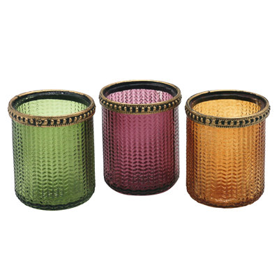 3 Piece Glass Tabletop Votive Holder Set