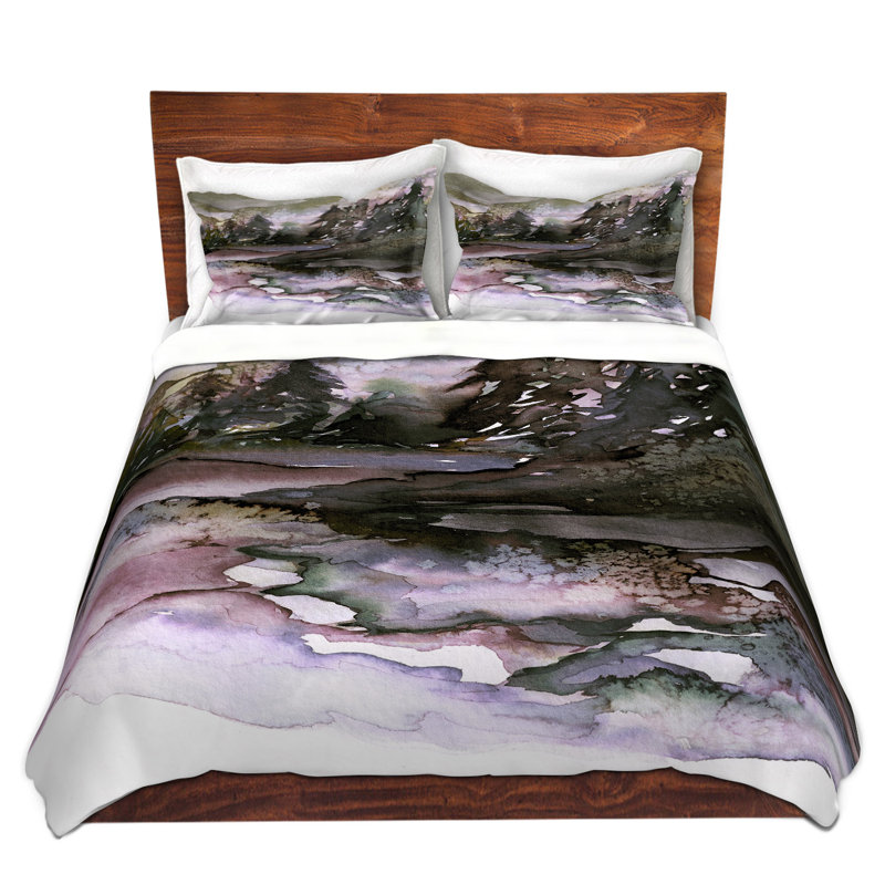  Housse de couette en microfibre Julia Di Sano, 1 housse de couette simple + 1 taie décorative st, Vert / gris / noir