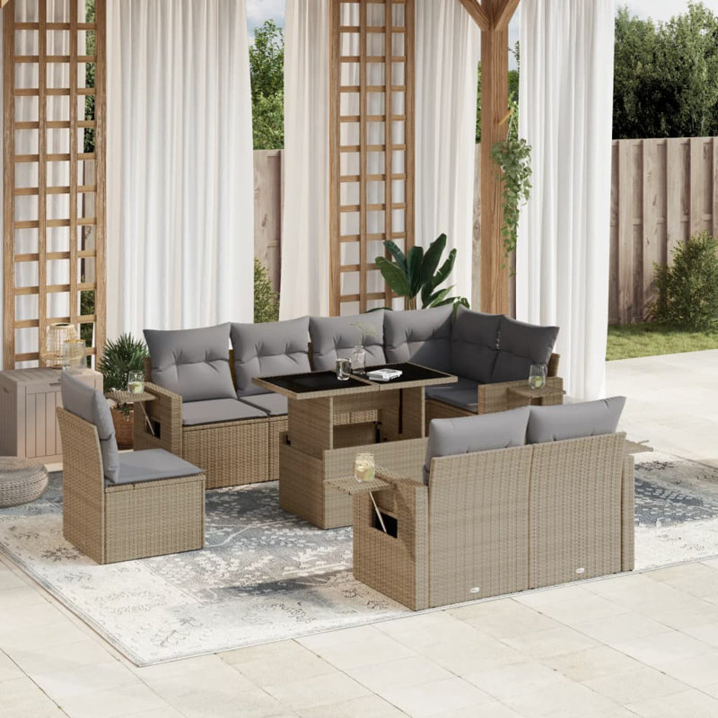  Garden Sofa Set Beige, Light Grey