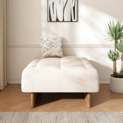 Tissu carré en lin beige, rembourrage en mousse dense, fabrication, coussins à ressorts ensachés de 30,77 po, embouts de pieds non marquants et profondeur, 34,6 lb