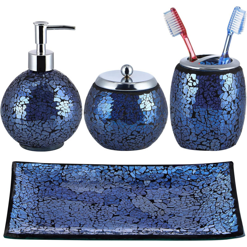 Mosaic Glass Bathroom Accessory Set