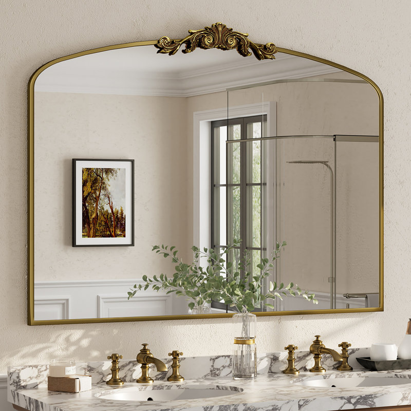 Miroir mural en verre trempé Amara, Doré, 36 po x 48 po