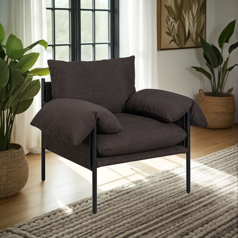 Chaise d'appoint en tissu avec finition Guyatri, Polyester noir