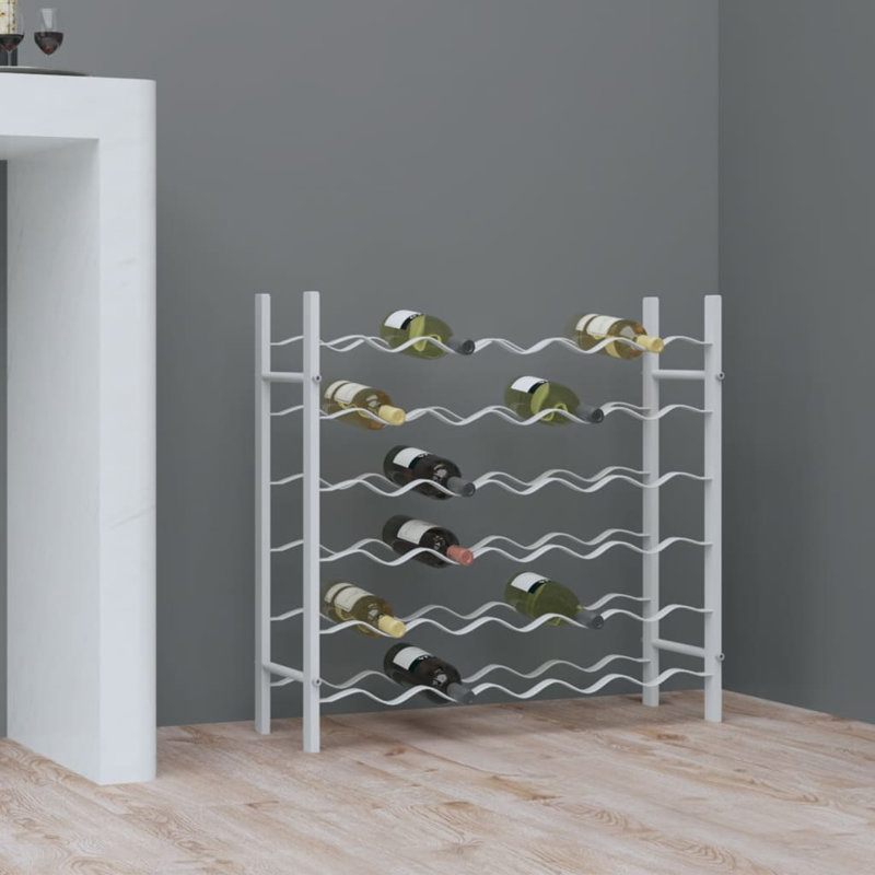 Clora 36 Bottle Floor Wine Bottle Rack, White, 58.5cm H x 64cm W x 22cm D