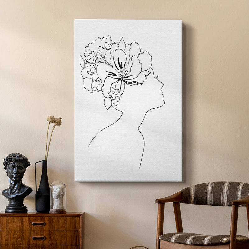 Croquis floral tendance I - galerie Cavas sur mesure, H 18 po x l 12 po