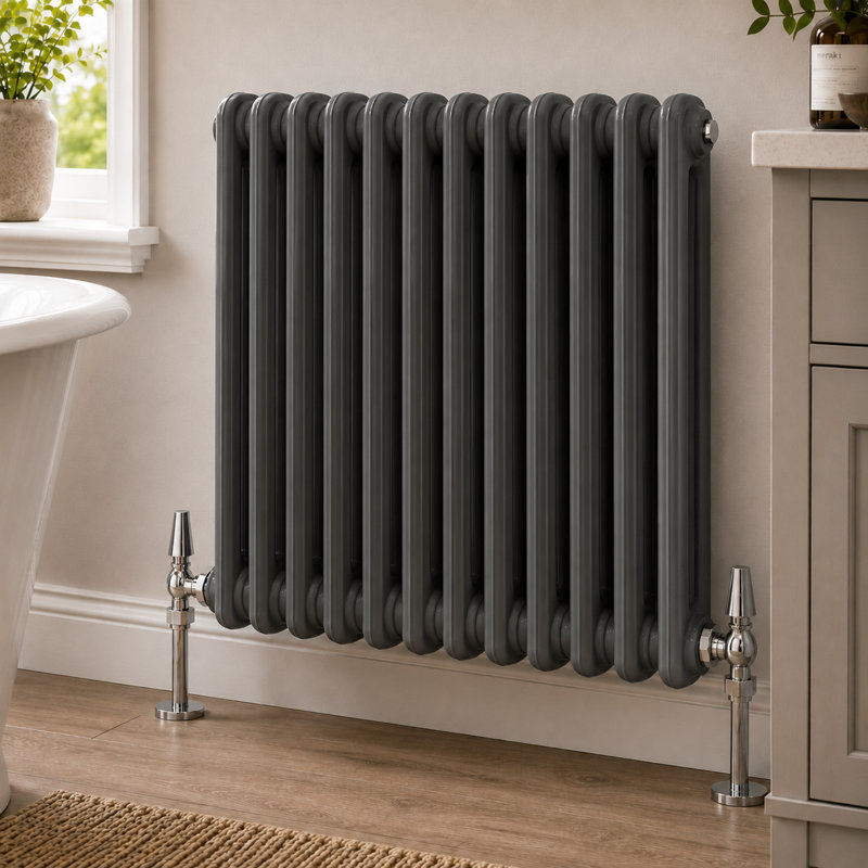 Uxbridge Horizontal Traditional Colosseum Radiator, 600mm H x 605mm W x 70mm D, Anthracite