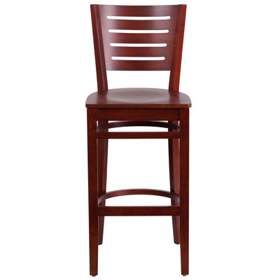 Kadircan Slat Back Wooden Restaurant Barstool