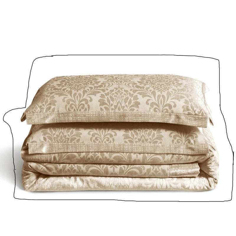 Microfiber / Polyester Bedspread with Pillow Shams, Beige, Double Bedspread + 2 Standard Shams