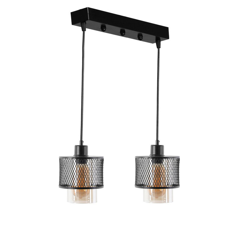 Luminaire suspendu pour îlot de cuisine 2 lumières Warlick, Noir