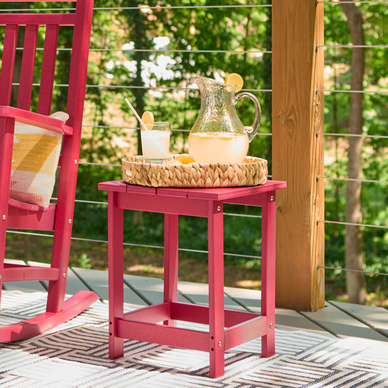 Harper All-Weather Square Adirondack HDPE Plastic/Resin Outdoor Side Table, Red