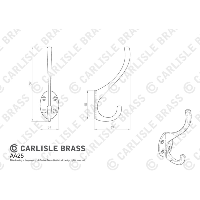 Bettie Wall Hook, Antique Brass