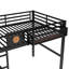 Full Size Black Metal Loft Bed with Desk, Storage Basket, Clock, and USB Charging Port – Space-Saving Multifunctional Bed-146602832