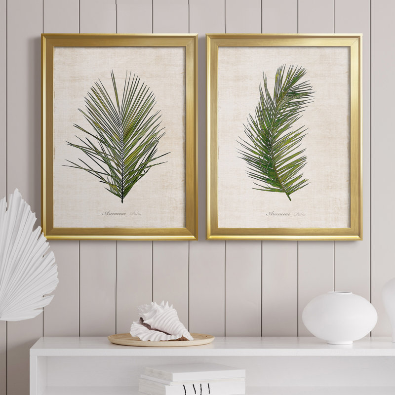 Palm Botanical I - ensemble de 2 photographies sur toile, H 22,5 po x l 61 po, Toile encadrée, Doré