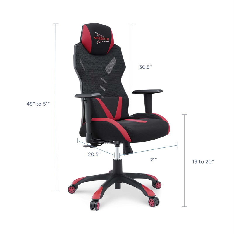 Speedster Ergonomic Mesh Gaming Chair with Lumbar Support, Black Red