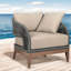 Méridienne de patio résistante aux intempéries, bois d'eucalyptus et coussin taupe