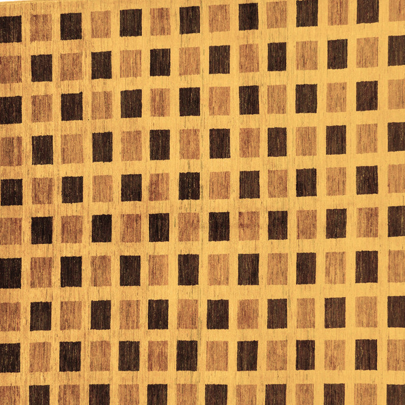Tapis carré en laine / polyester tissé à la machine 6 pi x 6 pi jaune / brun foncé / brun Ornulf