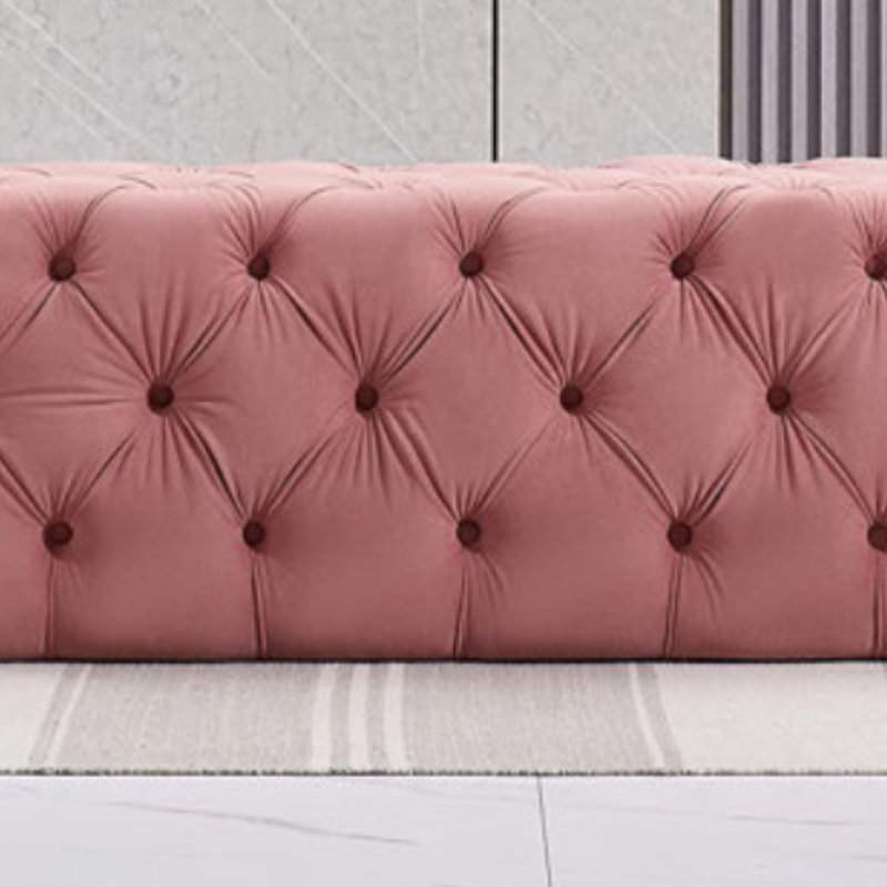 140CM Velvet Tufted Rectangle Cocktail Ottoman, Pink