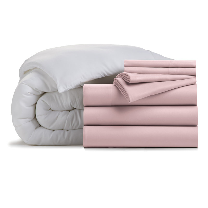 Home Cozy Touch Microfiber 8-Piece Bundle: Microfiber Sheet 4-Piece Set, Microfiber Duvet Cover 3-Piece Set, Microfiber Comforter