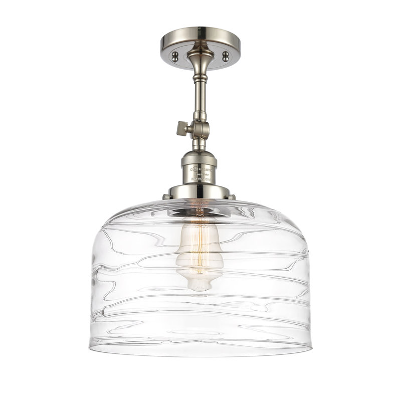 Areyana Glass Semi Flush Mount, No Bulb Included, Polished Nickel