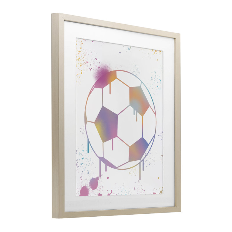 Graffiti Soccer Ball Drip, reproduction encadrée sous verre, conception de Marcus Prime, H 16 po x l 13 po