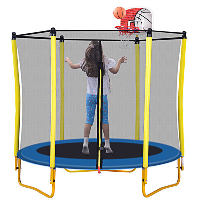 5.5Ft Trampoline For Kids - 65" Outdoor & Indoor Mini Toddler Trampoline With Enclosure