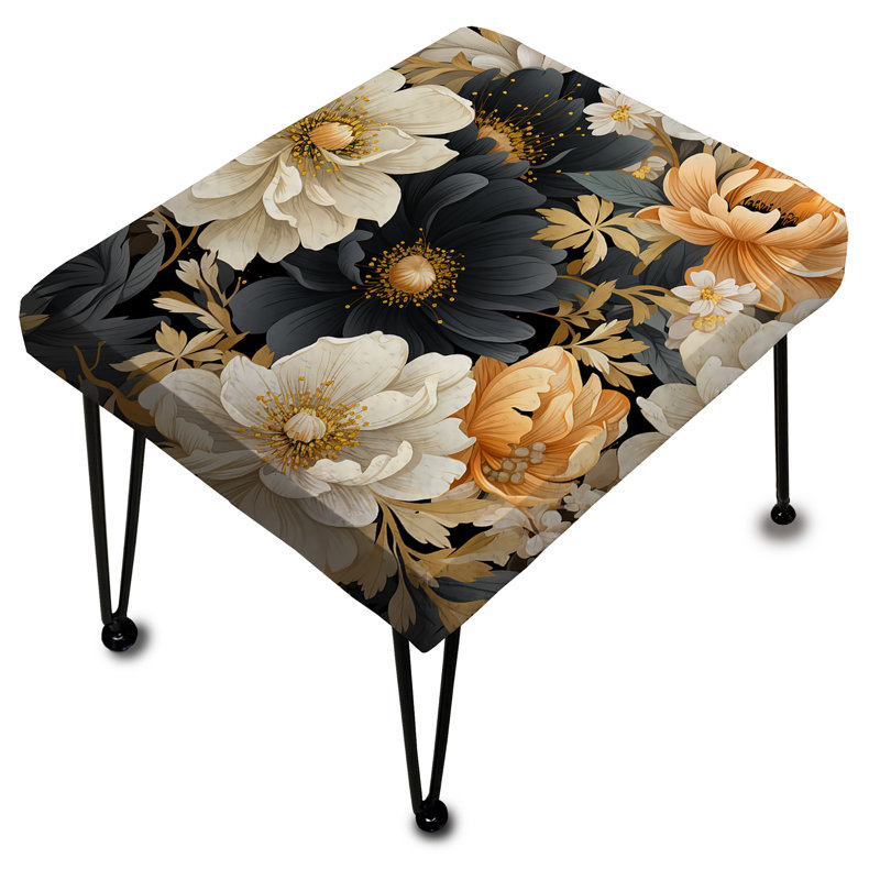 White And Gold Peony Paradise - Floral Rectangle Ottoman