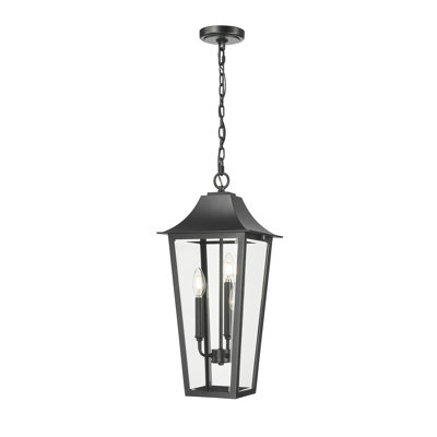 Ouen 3 Light Outdoor Chain Mount Ceiling Fixture in Black
