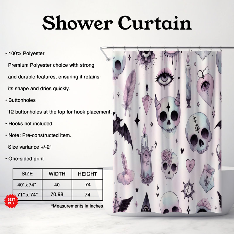 Rideau de douche standard 1 pièce Dreamy Darkness, H 74 po x l 71 po