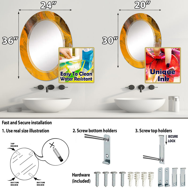 Miroir de salle de bain sans cadre, 30 po x 20 po