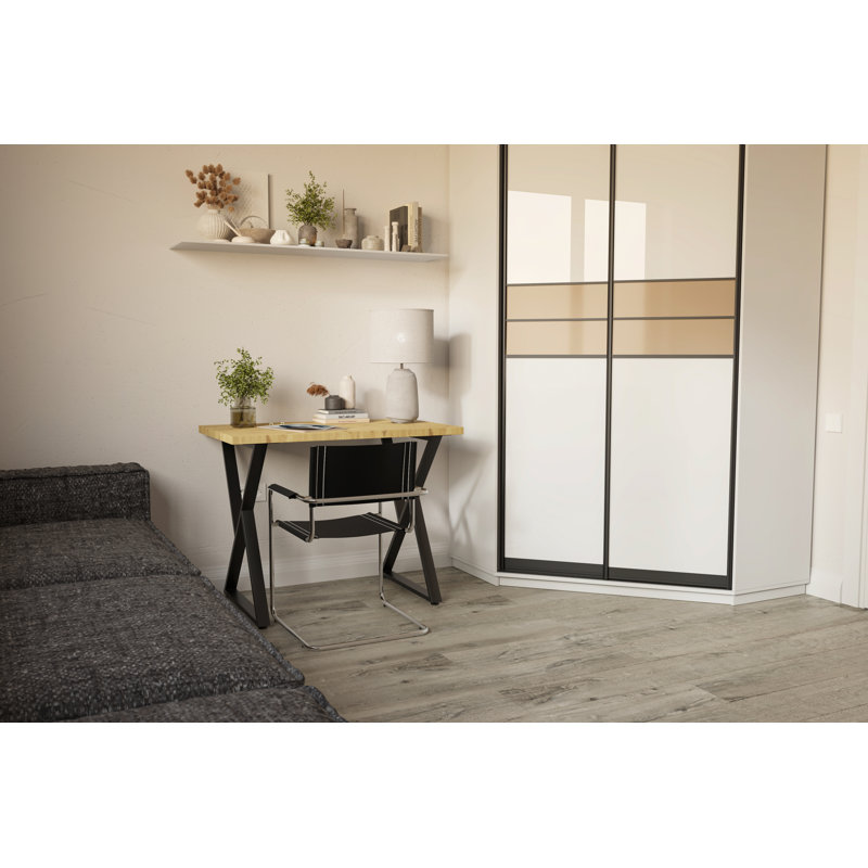 Metal Base Dining Table, 72cm H x 100cm W x 60cm D, Artisan Oak