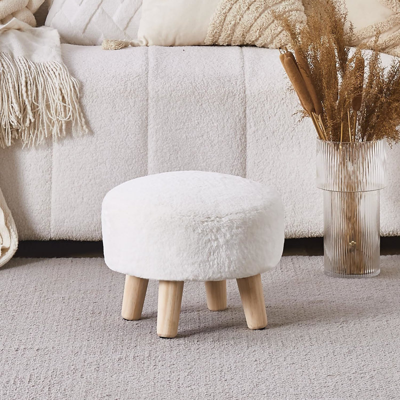 Wood Accent Stool, White