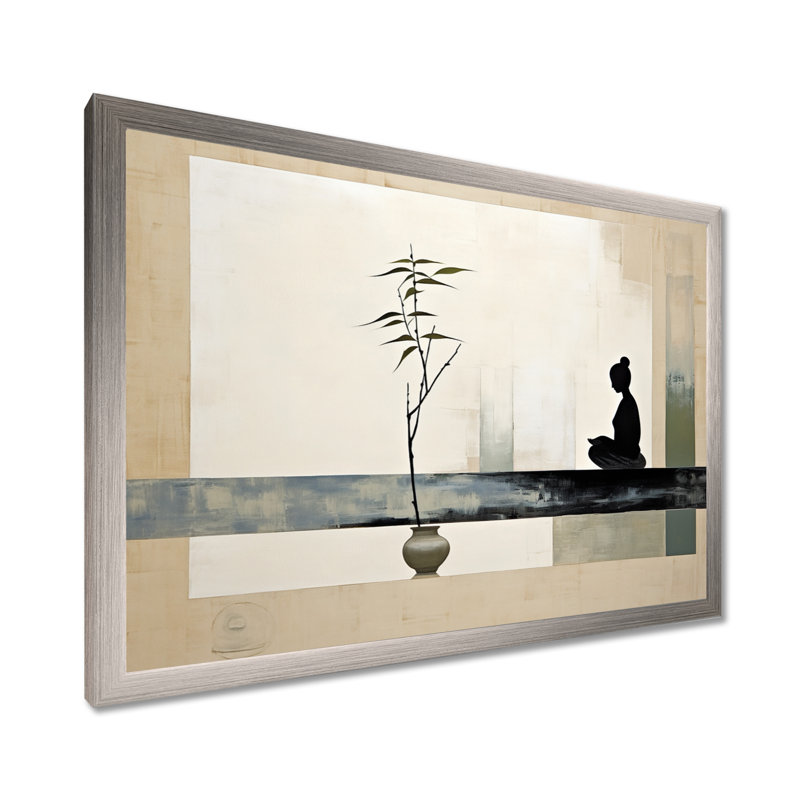 Mahmod Asian Art Modern Zen I - Art asiatique, art mural, H 30 po x l 40 po, Cadre photo unique, Argent argent