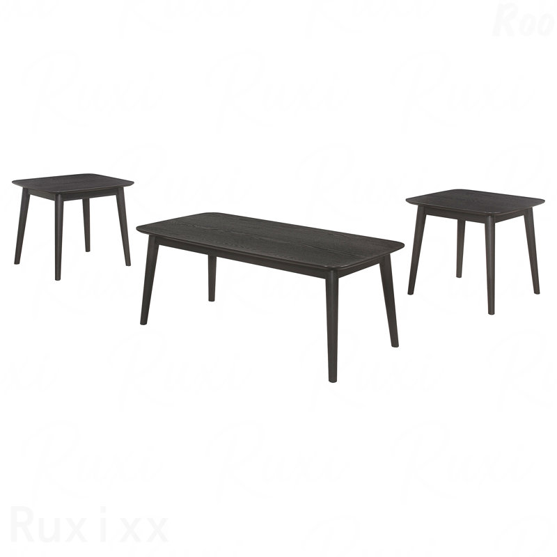 3-Piece Black Rectangular Coffee Table Set