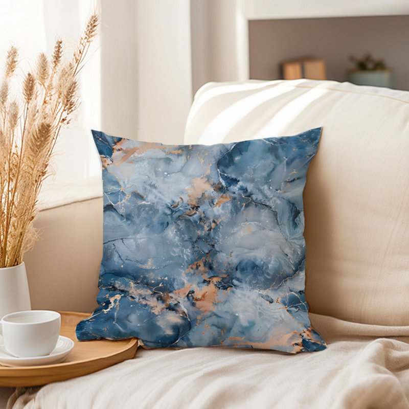 Abstract Blue Geode Crystals Marble VI Modern