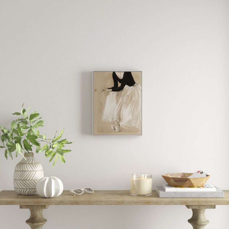 « ballet study i », peinture sur toile, Cadre flottant blanc, H 17,7 po x l 13,7 po x P 1,75 po