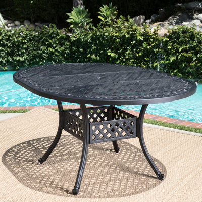 Table de salle à manger d'extérieur extensible en sable noir, fabriquée en aluminium avec finition sable et légère