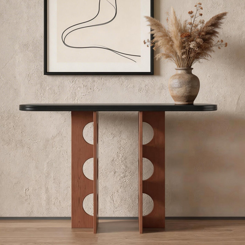 Console moderne de style nordique, Brun, Noir / brun, H 33,5 po x l 47,2 po x P 11,8 po