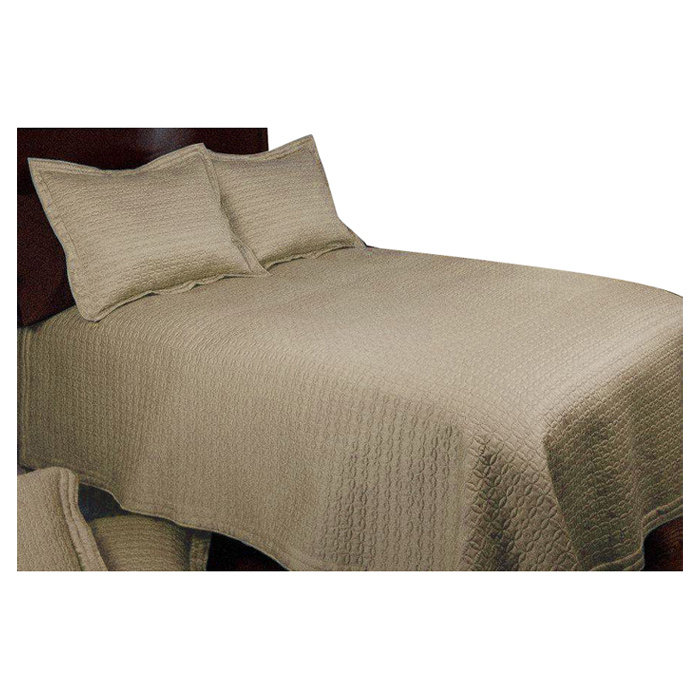 Polyester Geometric Shapes Quilt, Full/Queen Quilt + 2 Standard Shams, Latte