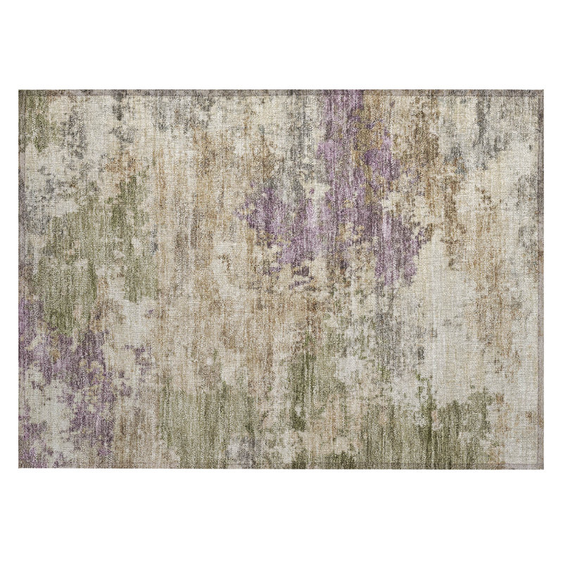 Machine Washable Indoor/Outdoor Xhevrie Beige Rug, Rectangle 1'8" x 2'6"