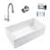 Austen White Fireclay Single Bowl Farmhouse Apron Front Undermount Kitchen Sink with Pfirst Faucet Kit