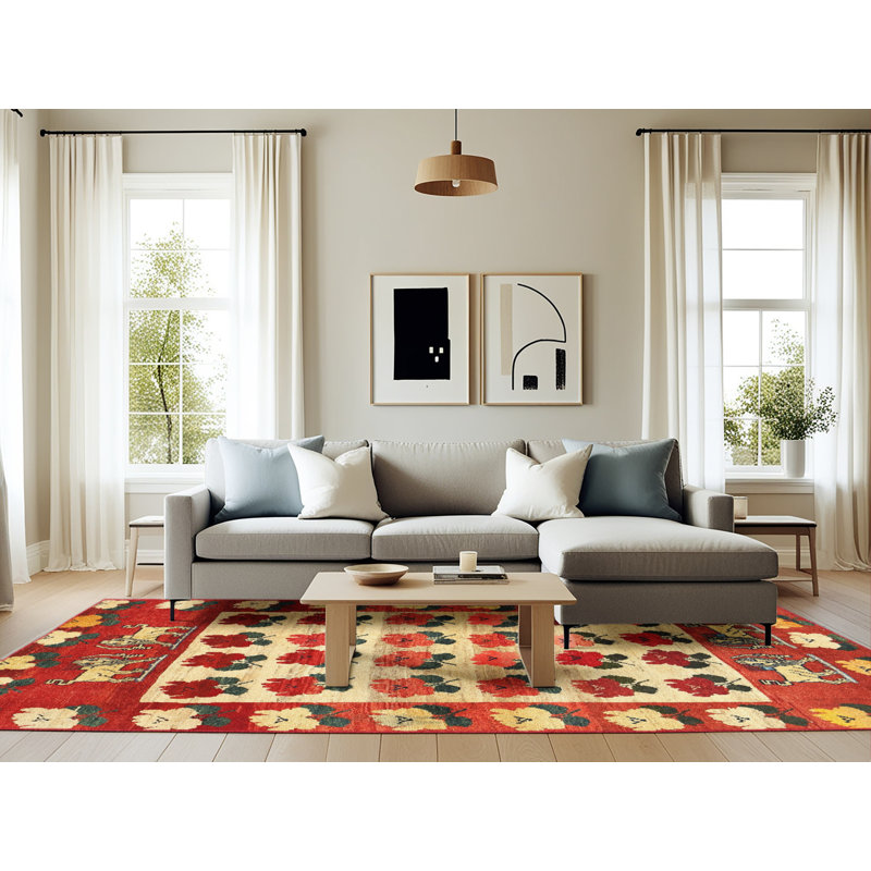 Ilir Floral Indoor Rug, Rectangle 6' x 9'