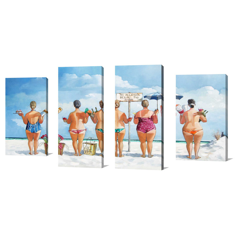 " No Alcohol Beyond This Point II " by Ronald West 4 - Pieces Painting Print, 38" H x 72" W x 1.5" D