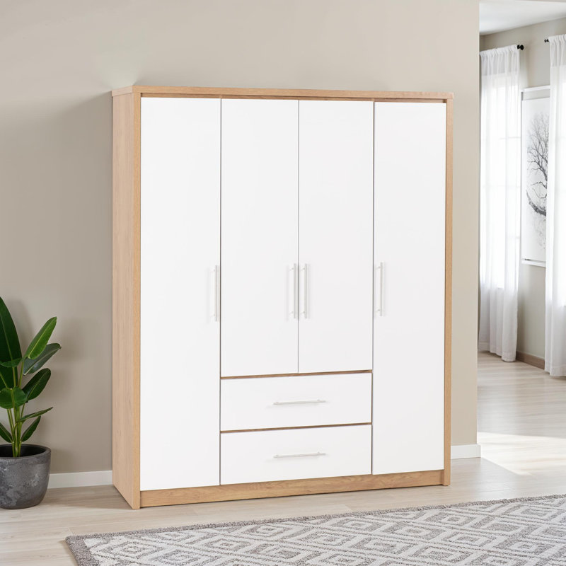 Louisa 4 Door Wardrobe, White Gloss