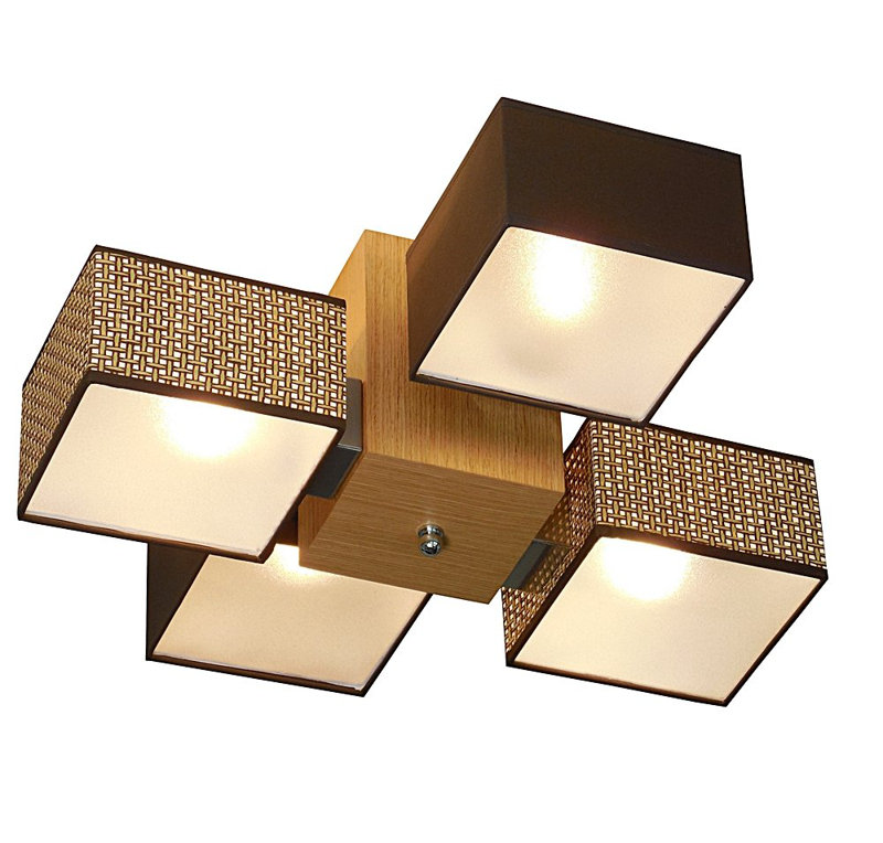 Miranda Semi Flush Mount, Teak, Gold/Brown