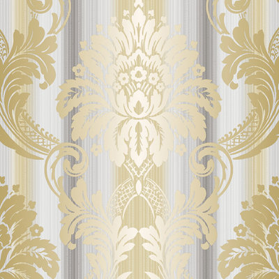 Pre-Pasted Vinyl Damask Wallpaper Roll