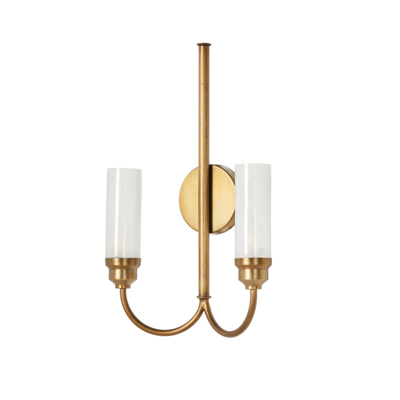 Antique Brass Dual Frosted Glass Sconce