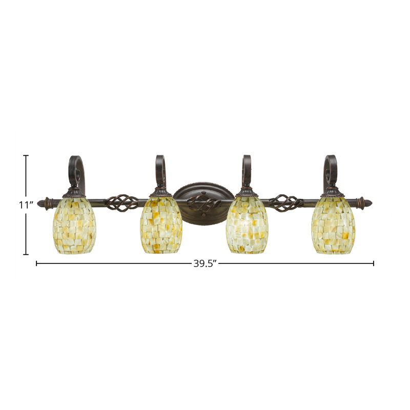 Eleganté 4 Light Bath Bar Shown With 5" Ivory Glaze Seashell Glass, Oval