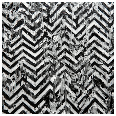 Black White Chevron Texture Bath Mat
