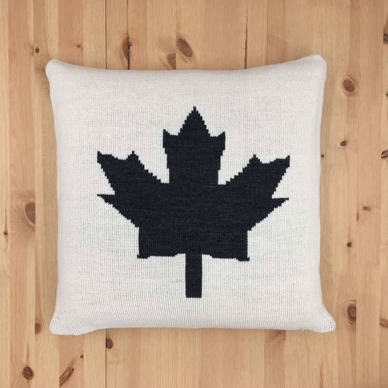 Housse de coussin carrée , Gris foncé / Crème, H 22 po x l 22 po
