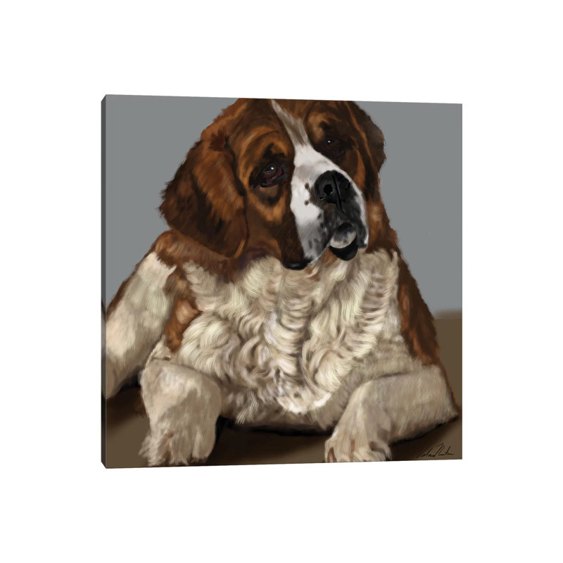 «Saint Bernard» par Vicki Newton - peinture sur toile tendue, H 12 po x l 12 po x P 0,75 po